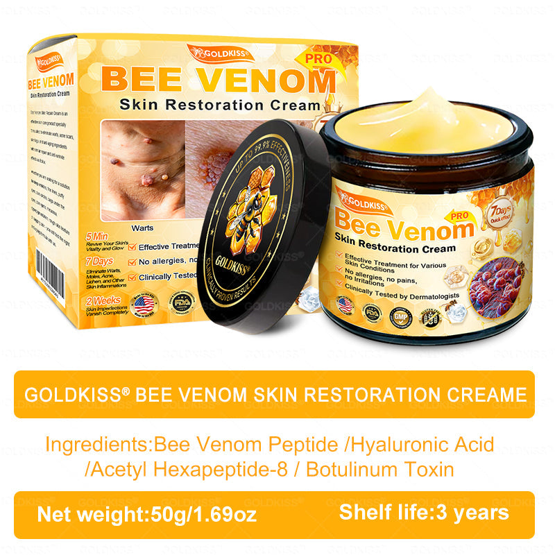 𝑮𝑶𝑳𝑫𝑲𝑰𝑺𝑺® 𝐁𝐄𝐄 𝐕𝐄𝐍𝐎𝐌 𝐏𝐑𝐎 𝐒𝐤𝐢𝐧 𝐑𝐞𝐬𝐭𝐨𝐫𝐚𝐭𝐢𝐨𝐧 𝐂𝐫𝐞𝐚𝐦 (Effective Within 7 Days)Bee Venom + 𝗣𝗿𝗼𝗽𝗼𝗹𝗶𝘀 · 7X Deep Hydration, targets wrinkles, sagging, stretch marks, dark spots, purpura, inflammations and more✨