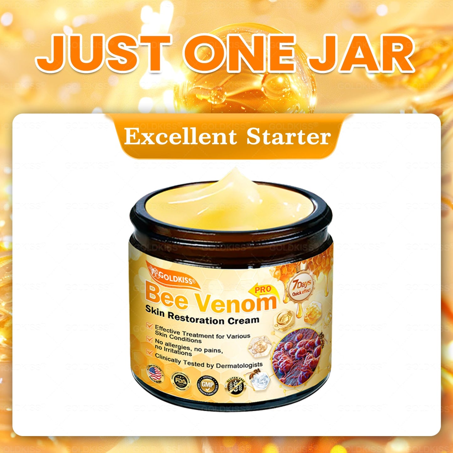 𝑮𝑶𝑳𝑫𝑲𝑰𝑺𝑺® 𝐁𝐄𝐄 𝐕𝐄𝐍𝐎𝐌 𝐏𝐑𝐎 𝐒𝐤𝐢𝐧 𝐑𝐞𝐬𝐭𝐨𝐫𝐚𝐭𝐢𝐨𝐧 𝐂𝐫𝐞𝐚𝐦 (Effective Within 7 Days)Bee Venom + 𝗣𝗿𝗼𝗽𝗼𝗹𝗶𝘀 · 7X Deep Hydration, targets wrinkles, sagging, stretch marks, dark spots, purpura, inflammations and more✨