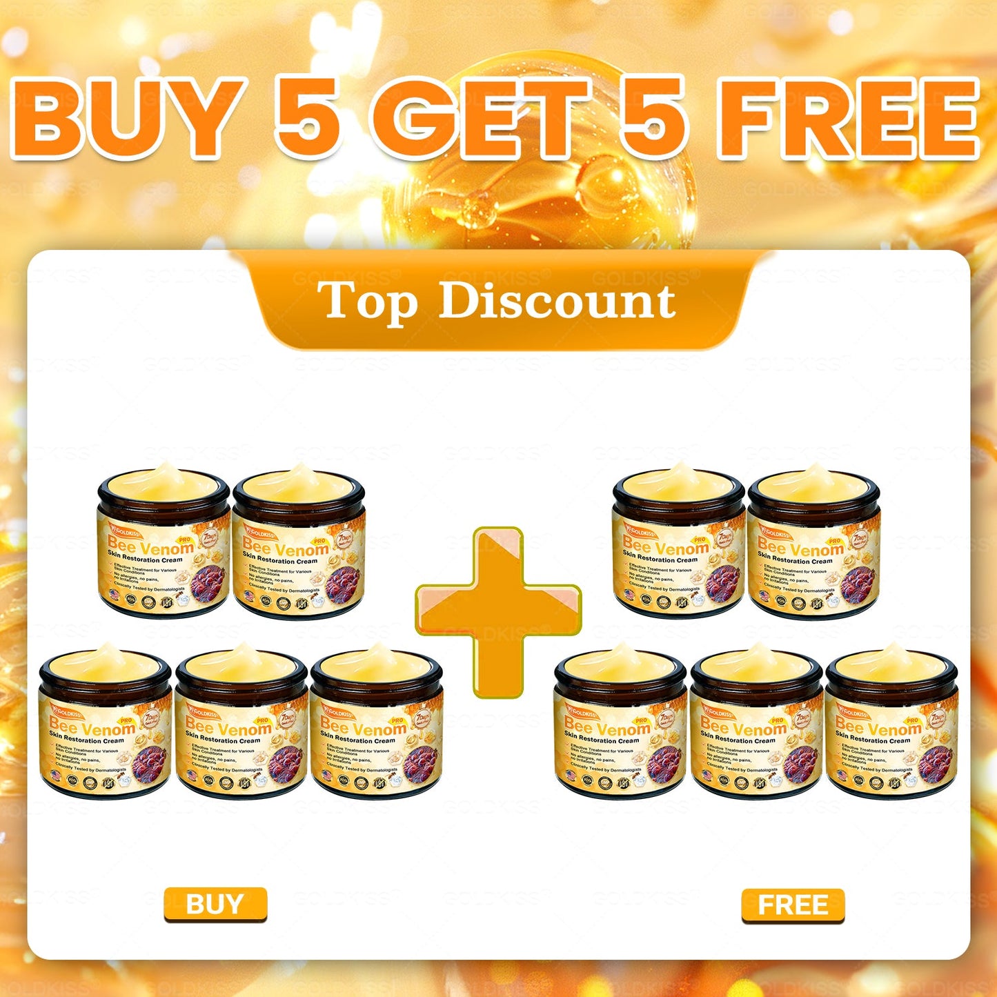 𝑮𝑶𝑳𝑫𝑲𝑰𝑺𝑺® 𝐁𝐄𝐄 𝐕𝐄𝐍𝐎𝐌 𝐏𝐑𝐎 𝐒𝐤𝐢𝐧 𝐑𝐞𝐬𝐭𝐨𝐫𝐚𝐭𝐢𝐨𝐧 𝐂𝐫𝐞𝐚𝐦 (Effective Within 7 Days)Bee Venom + 𝗣𝗿𝗼𝗽𝗼𝗹𝗶𝘀 · 7X Deep Hydration, targets wrinkles, sagging, stretch marks, dark spots, purpura, inflammations and more✨